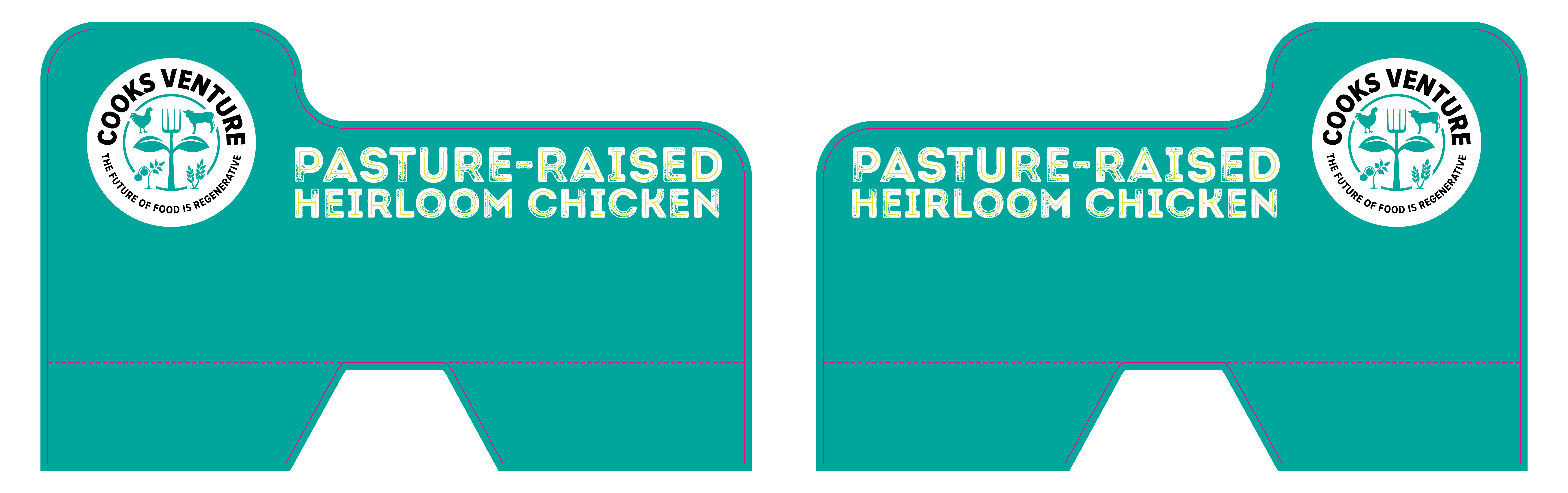 Double-sided Shelf Divider Printed by Dilco on 60 mil white styrene for Cook's Venture